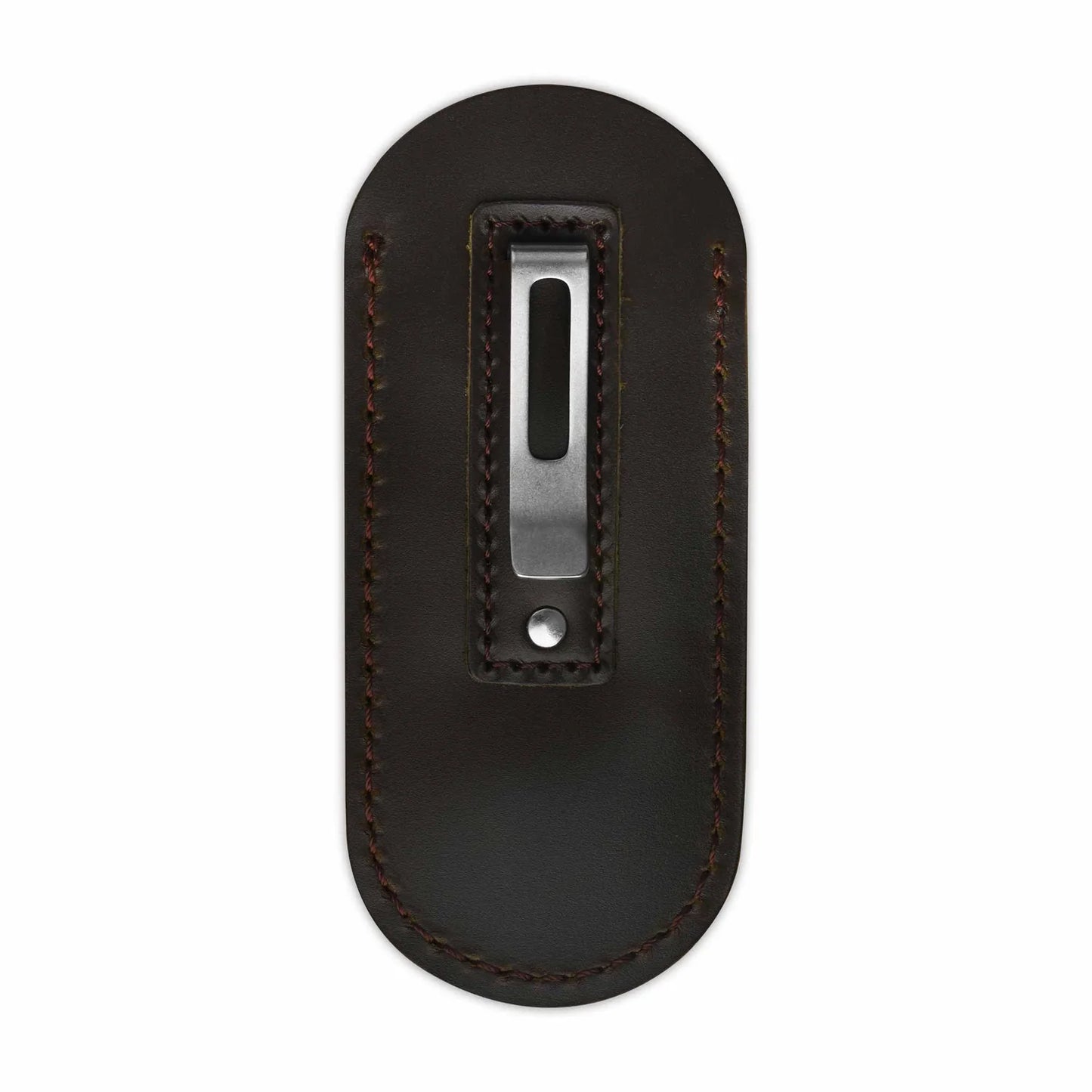 QSP Leather Clip Slip #002 | Dark Brown | Pocket Sheath for Dolphin and Similar-Sized Knives