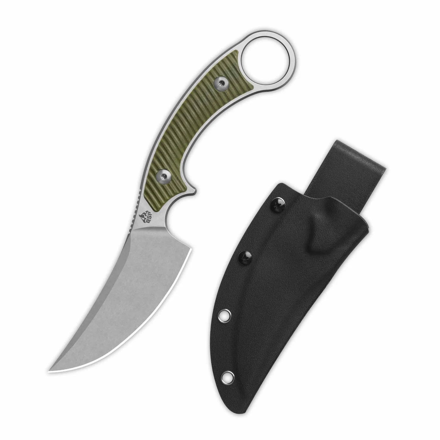QSP VIPER | OD GREEN G-10 HANDLE | STONEWASHED FIXED BLADE