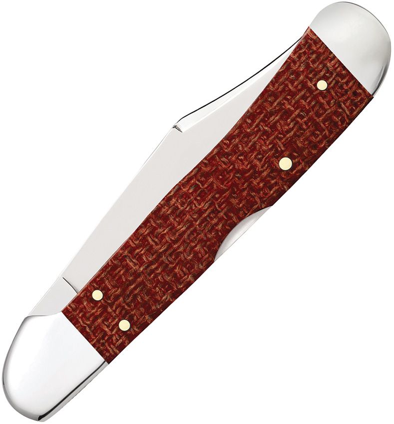 Case Copperlock | Dark Red Burlap Micarta | Carbon Steel