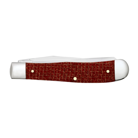 Case Trapper | Dark Red Burlap Micarta® | Carbon Steel Pocket Knife
