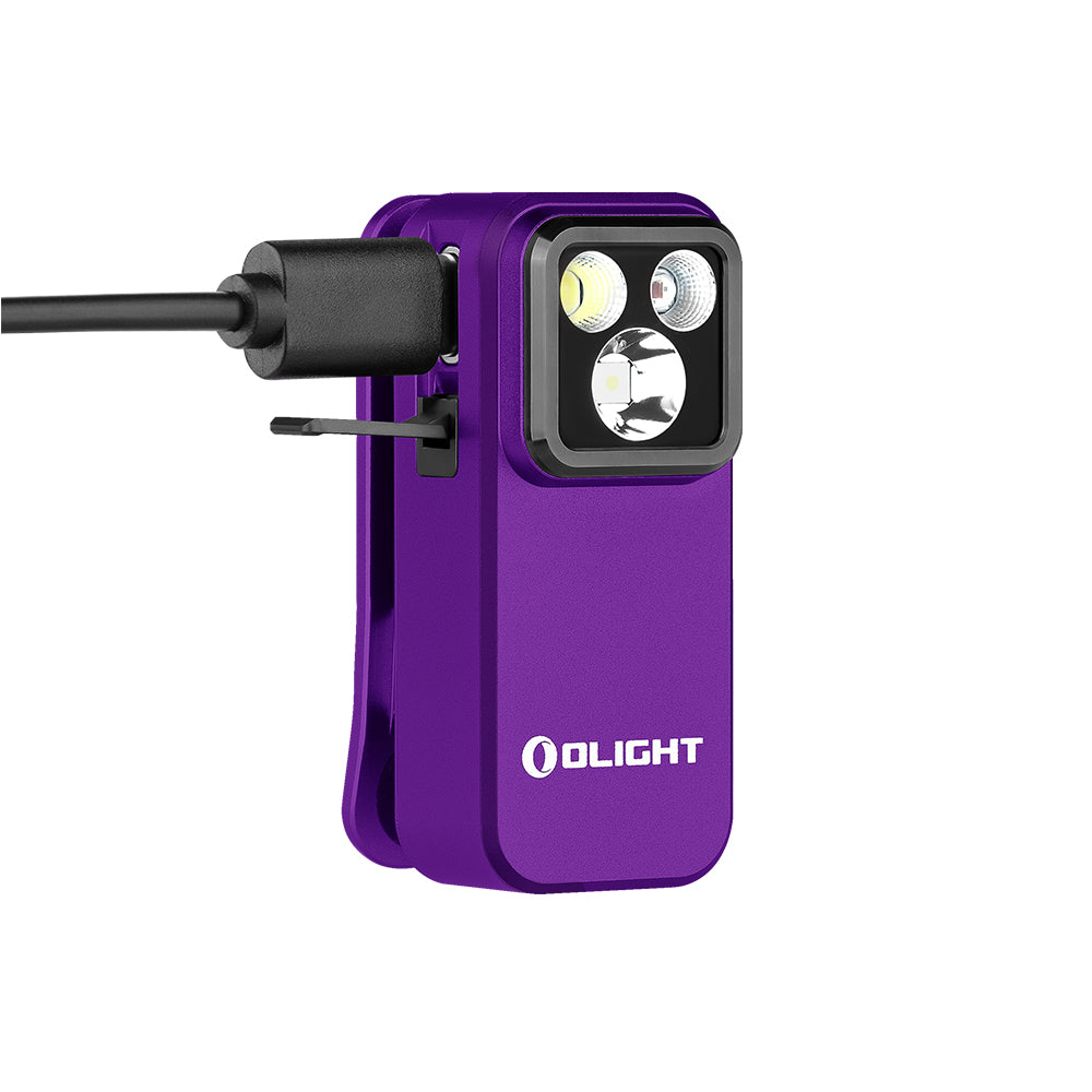 OLIGHT OCLIP PRO PURPLE | TRIPLE-BEAM CLIP LIGHT WITH FLOOD, SPOT & RED