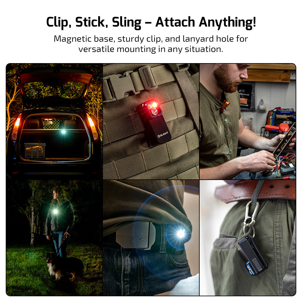 OLIGHT OCLIP PRO PURPLE | TRIPLE-BEAM CLIP LIGHT WITH FLOOD, SPOT & RED
