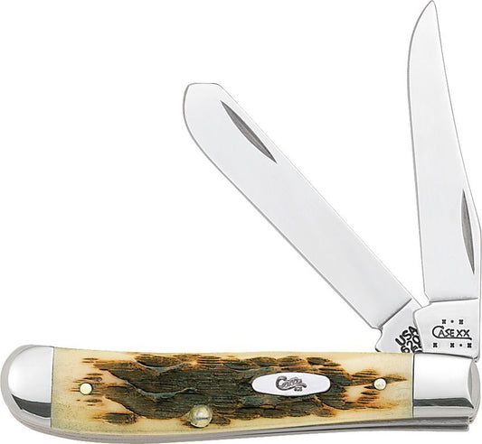 Case Trapper Mini | Amber Bone Peach Seed Jig Handle