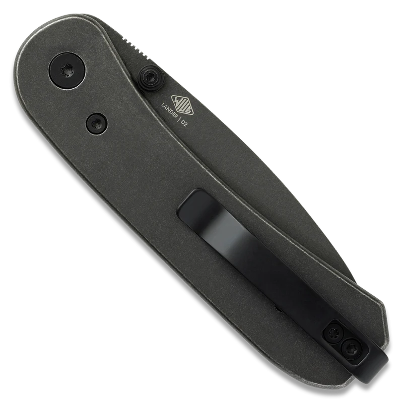 Knafs Lander 1 | Stonewashed Stainless Steel | Black Stonewashed D2 Blade