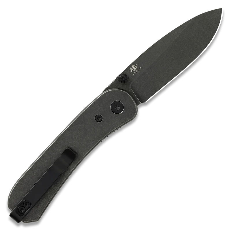 Knafs Lander 1 | Stonewashed Stainless Steel | Black Stonewashed D2 Blade