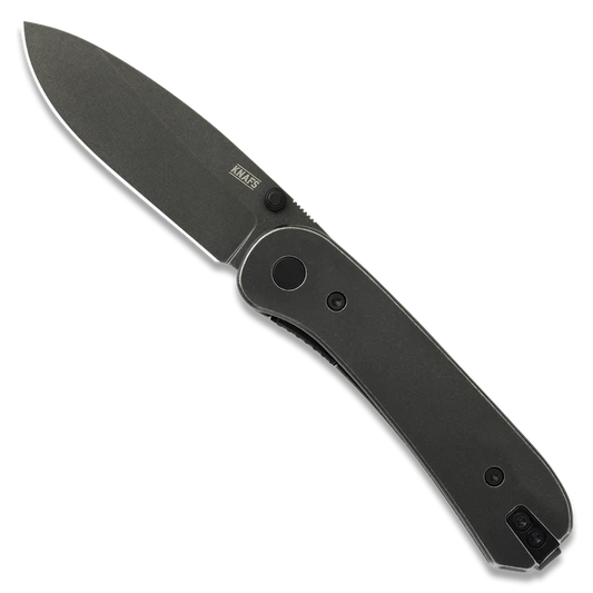 Knafs Lander 1 | Stonewashed Stainless Steel | Black Stonewashed D2 Blade
