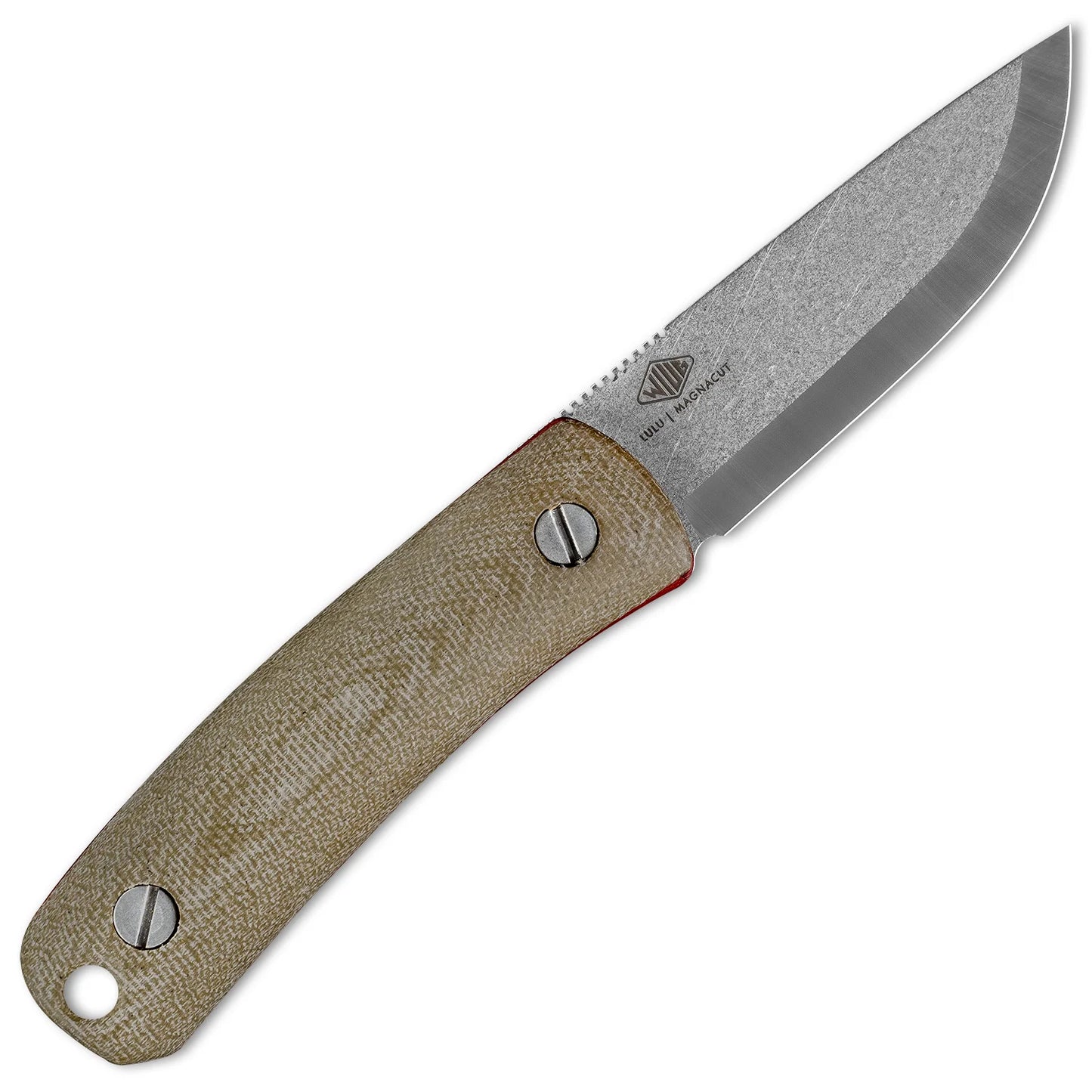 Knafs Lulu | Raw Magnacut Blade And Od Green Micarta Scales