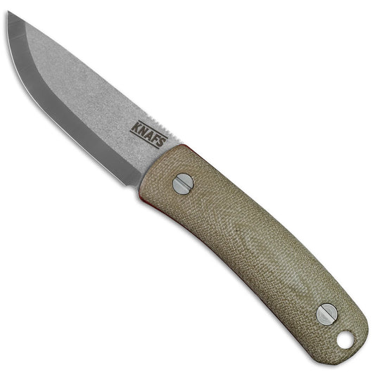 Knafs Lulu | Raw Magnacut Blade And Od Green Micarta Scales