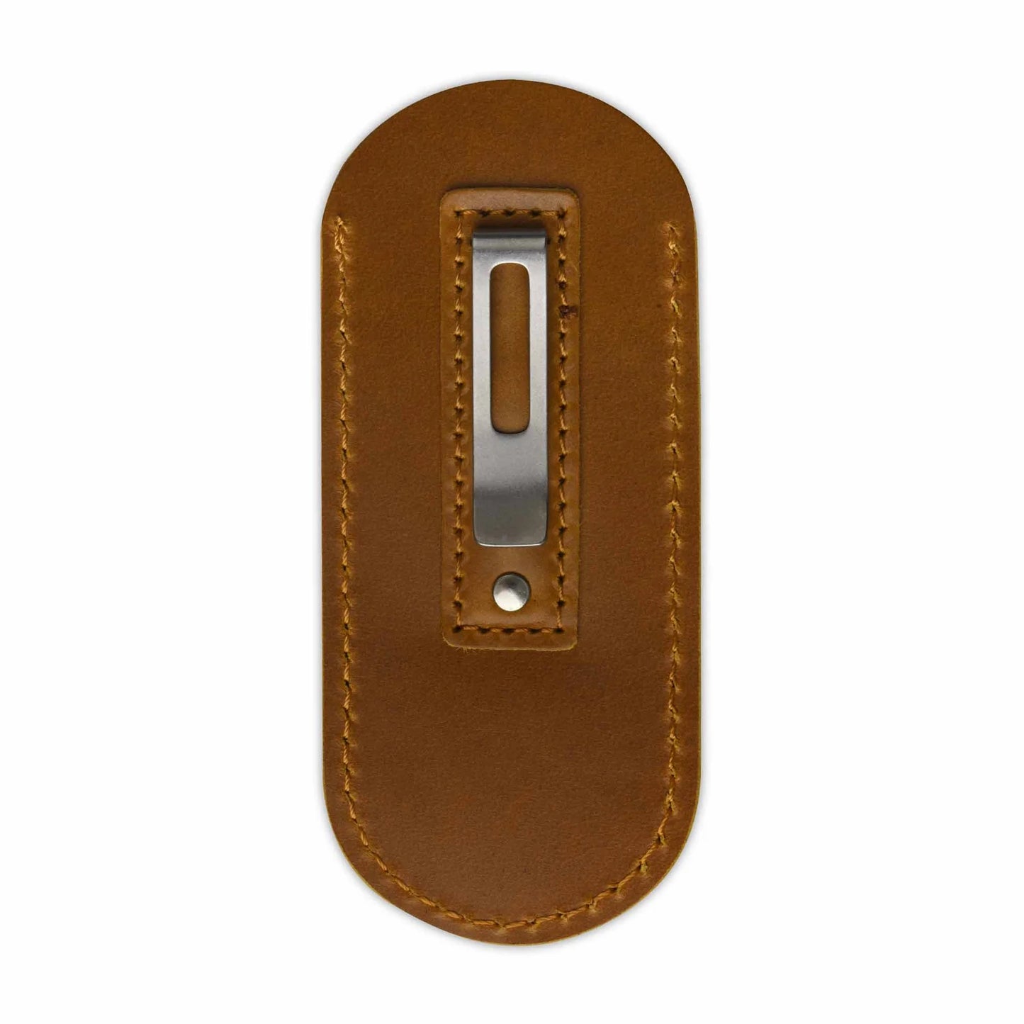 QSP Leather Clip Slip #002 | Light Brown | Pocket Sheath for Dolphin and Similar-Sized Knives