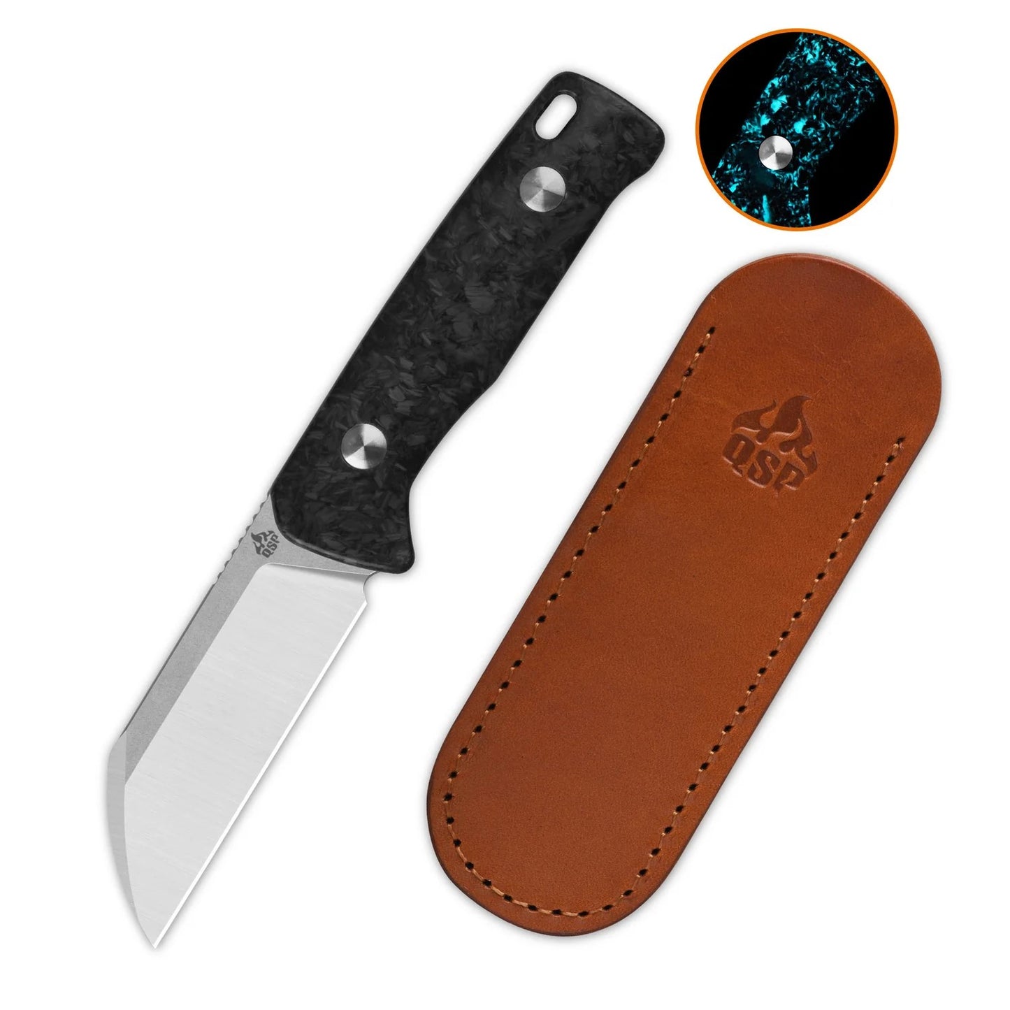 QSP BABY PENGUIN | BLUE GLOW SHREDDED CARBON FIBER | 14C28N + CLIP SLIP