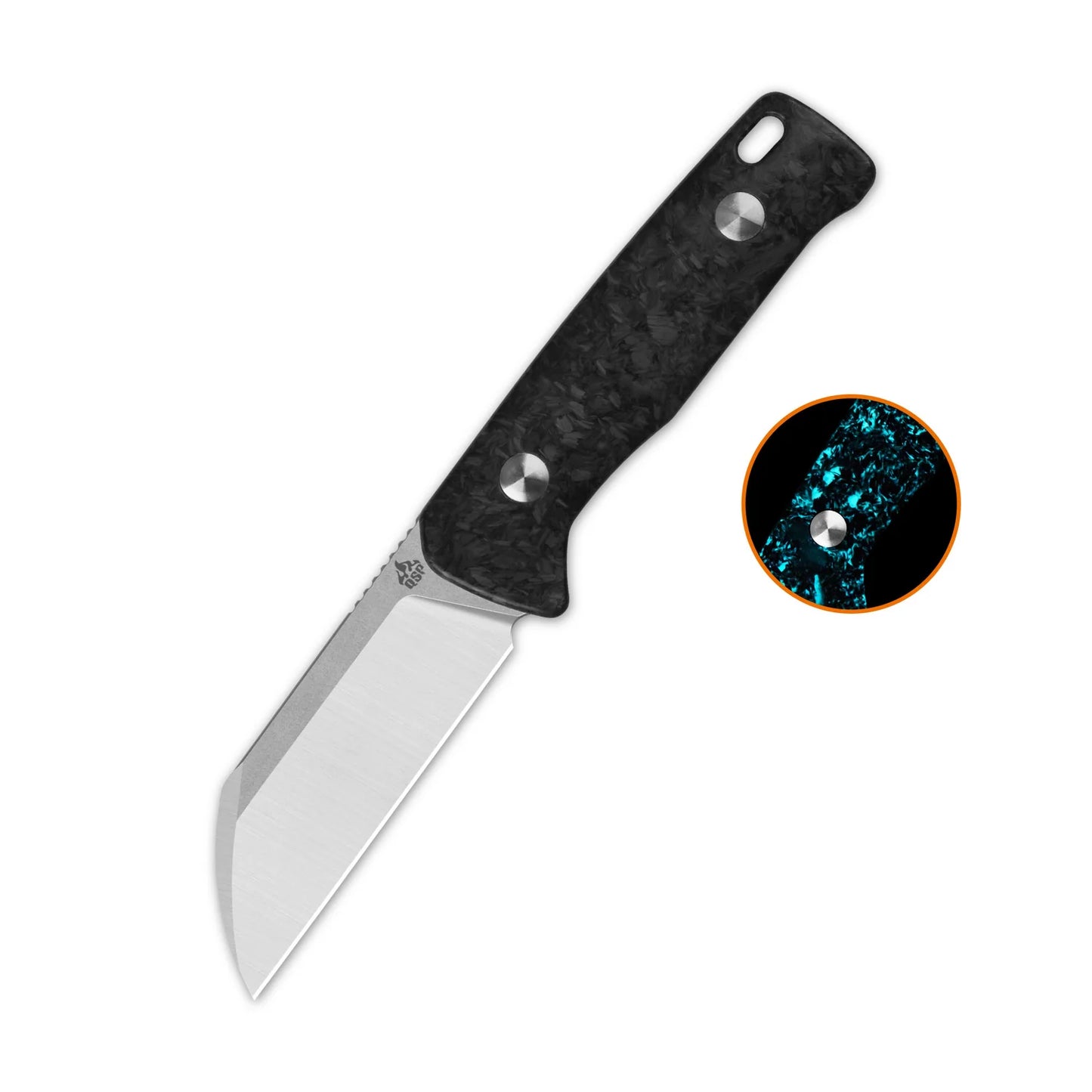 QSP BABY PENGUIN | BLUE GLOW SHREDDED CARBON FIBER | 14C28N + CLIP SLIP