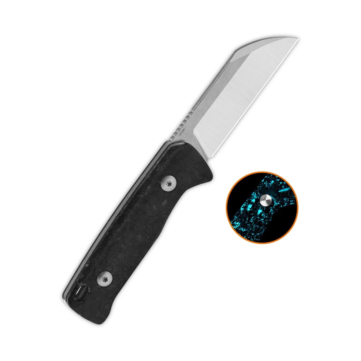 QSP BABY PENGUIN | BLUE GLOW SHREDDED CARBON FIBER | 14C28N + CLIP SLIP