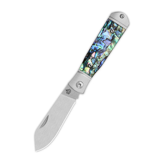 QSP Jumping Jack Slip Joint | Abalone Handle | 14C28N Clip Point