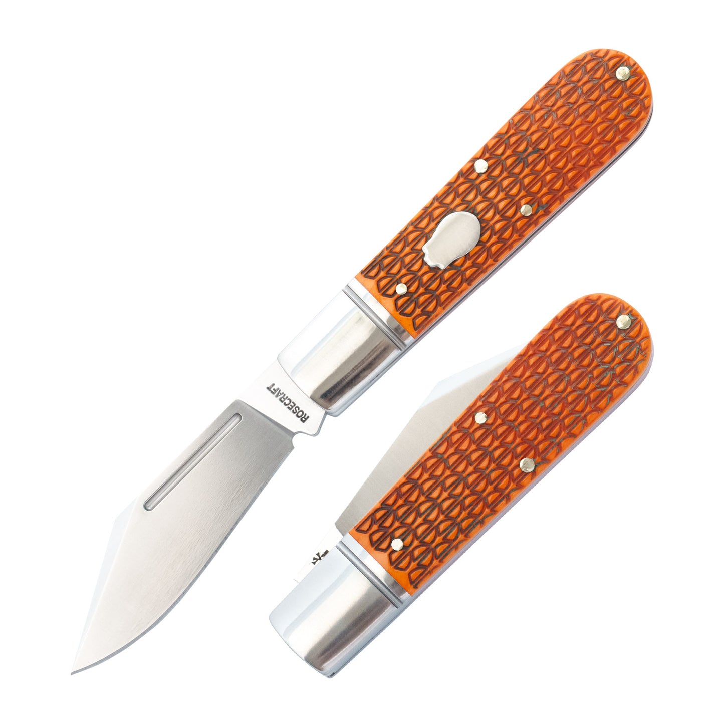RoseCraft Blades Loosahatchie Jack | Dragon Scale Jigged Bone | 14C28N Traditional Pocket Knife