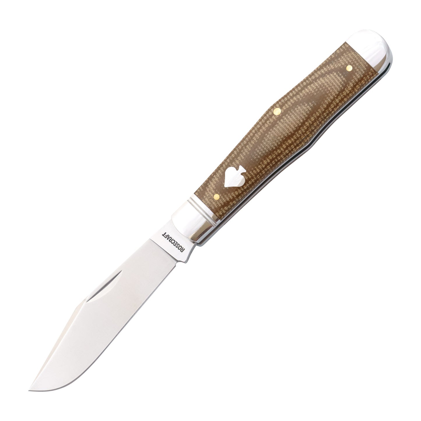 Rosecraft Cumberland River Coke Bottle | Light Brown Micarta | D2 Clip Point