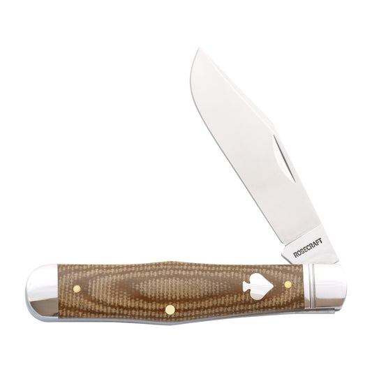 Rosecraft Cumberland River Coke Bottle | Light Brown Micarta | D2 Clip Point