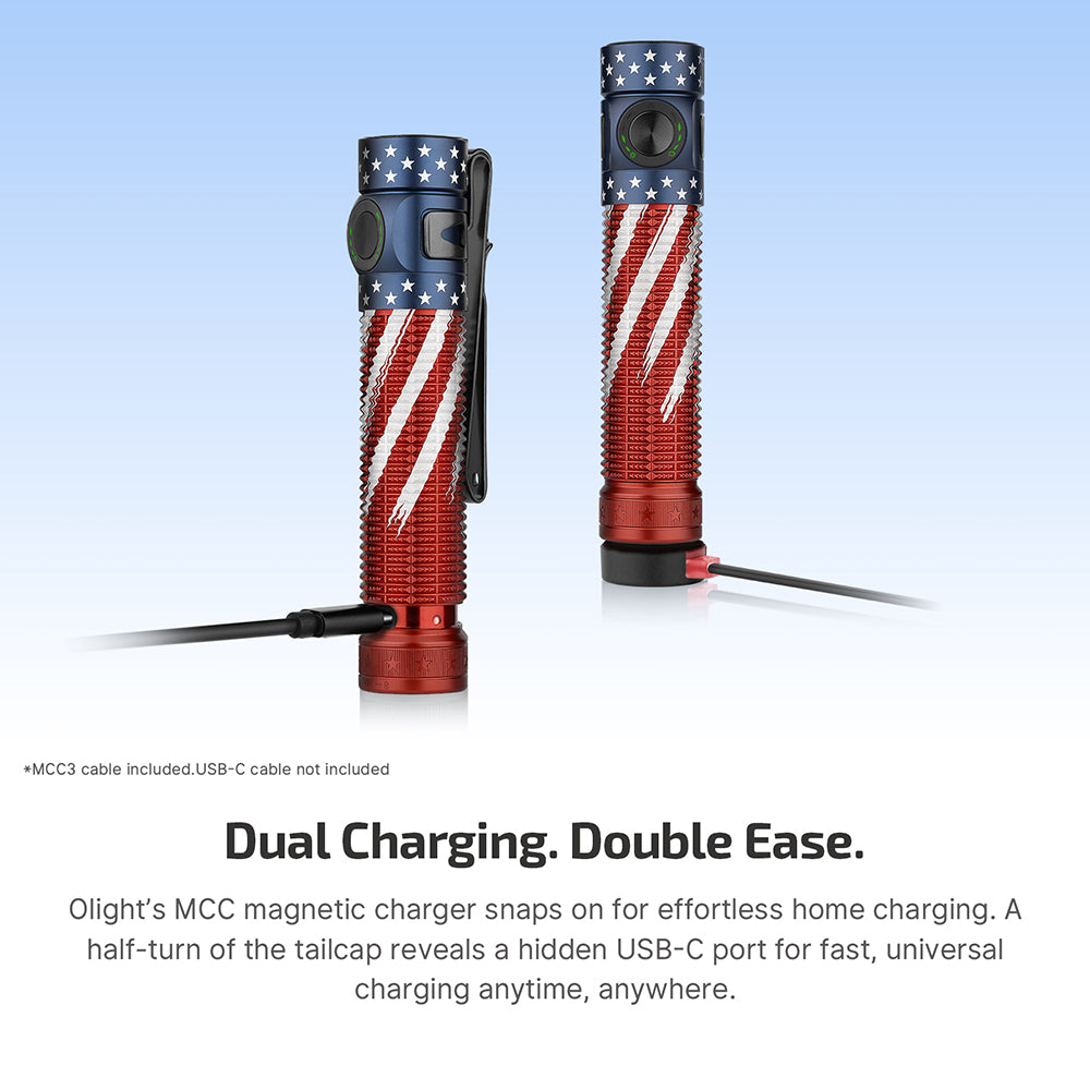 Olight Baton 4 Pro | Stars & Stripes Edition | 1,600-Lumen Rechargeable EDC Flashlight