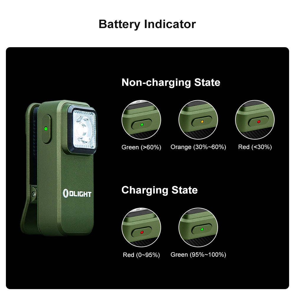 OLIGHT OCLIP | GREEN CLIP LIGHT WITH WHITE AND RED LIGHT