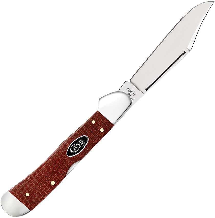Case Copperlock | Dark Red Burlap Micarta | Carbon Steel