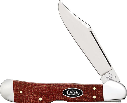 Case Copperlock® | Dark Red Burlap Micarta | Carbon Steel