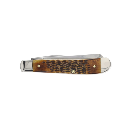 Case Mini Trapper | Burnt Amber Rogers Jigged Bone | Carbon Steel Pocket Knife
