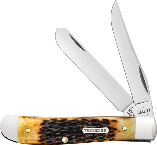Case Mini Trapper | Burnt Amber Rogers Jigged Bone | Carbon Steel Pocket Knife