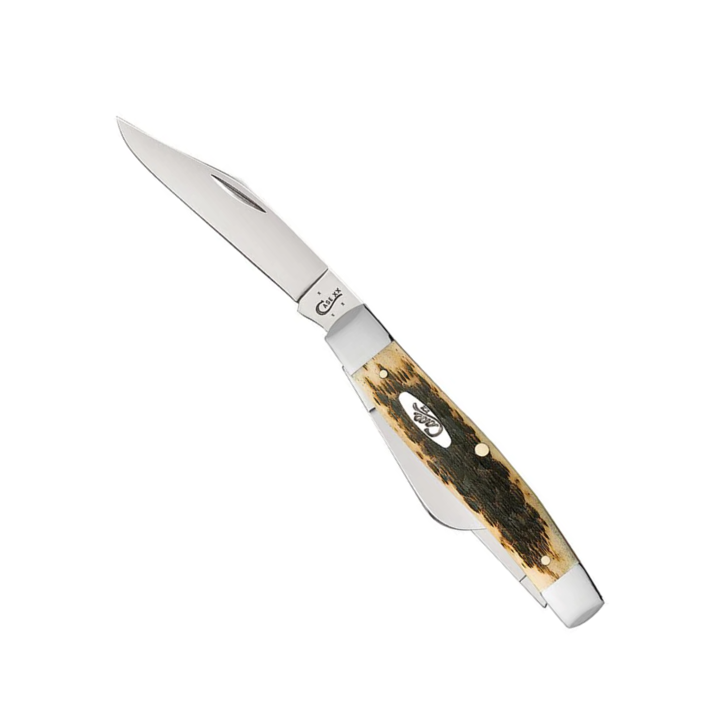Case Large Stockman | Peach Seed Jig Amber Bone | Carbon Steel Pocket Knife