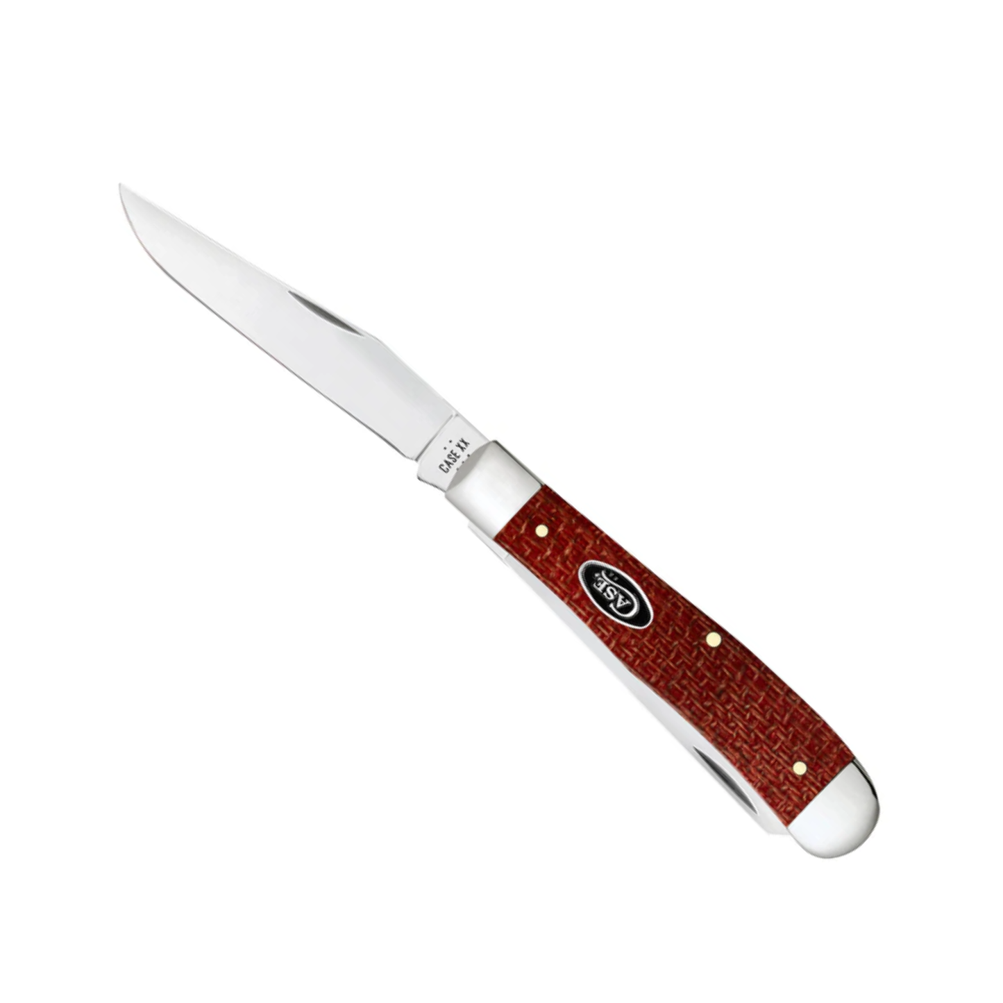 Case Trapper | Dark Red Burlap Micarta® | Carbon Steel Pocket Knife