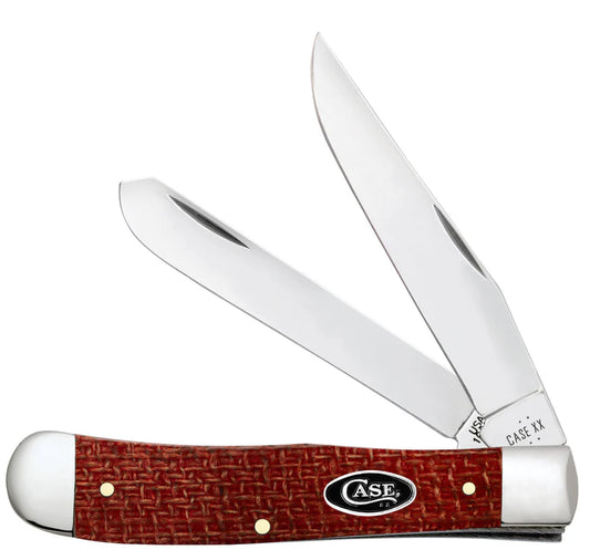 Case Trapper | Dark Red Burlap Micarta® | Carbon Steel Pocket Knife