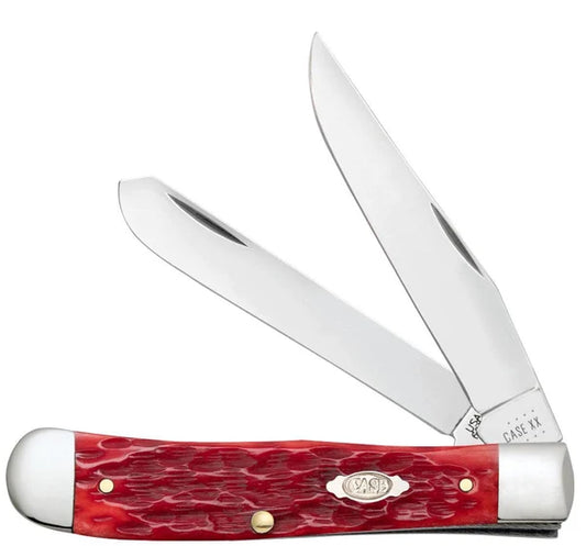 Case Peach Seed Jig Dark Red Bone CS Trapper with Pocket Clip | 31957