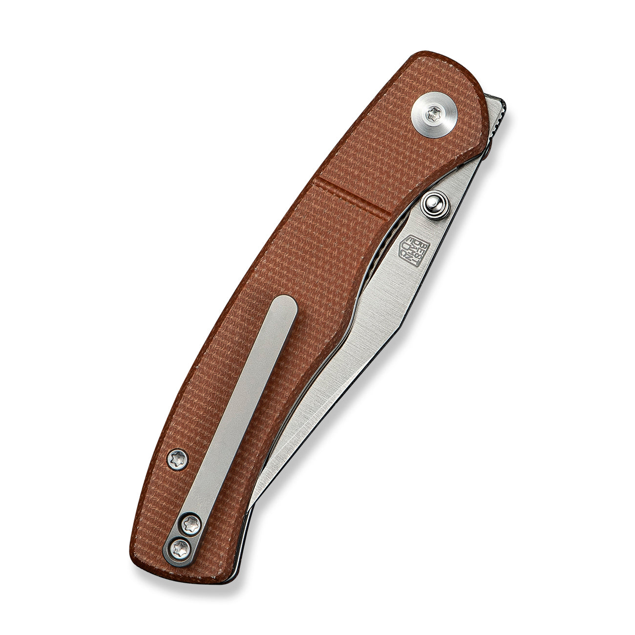 Civivi Clingman | Brown Canvas Micarta | Front Flipper
