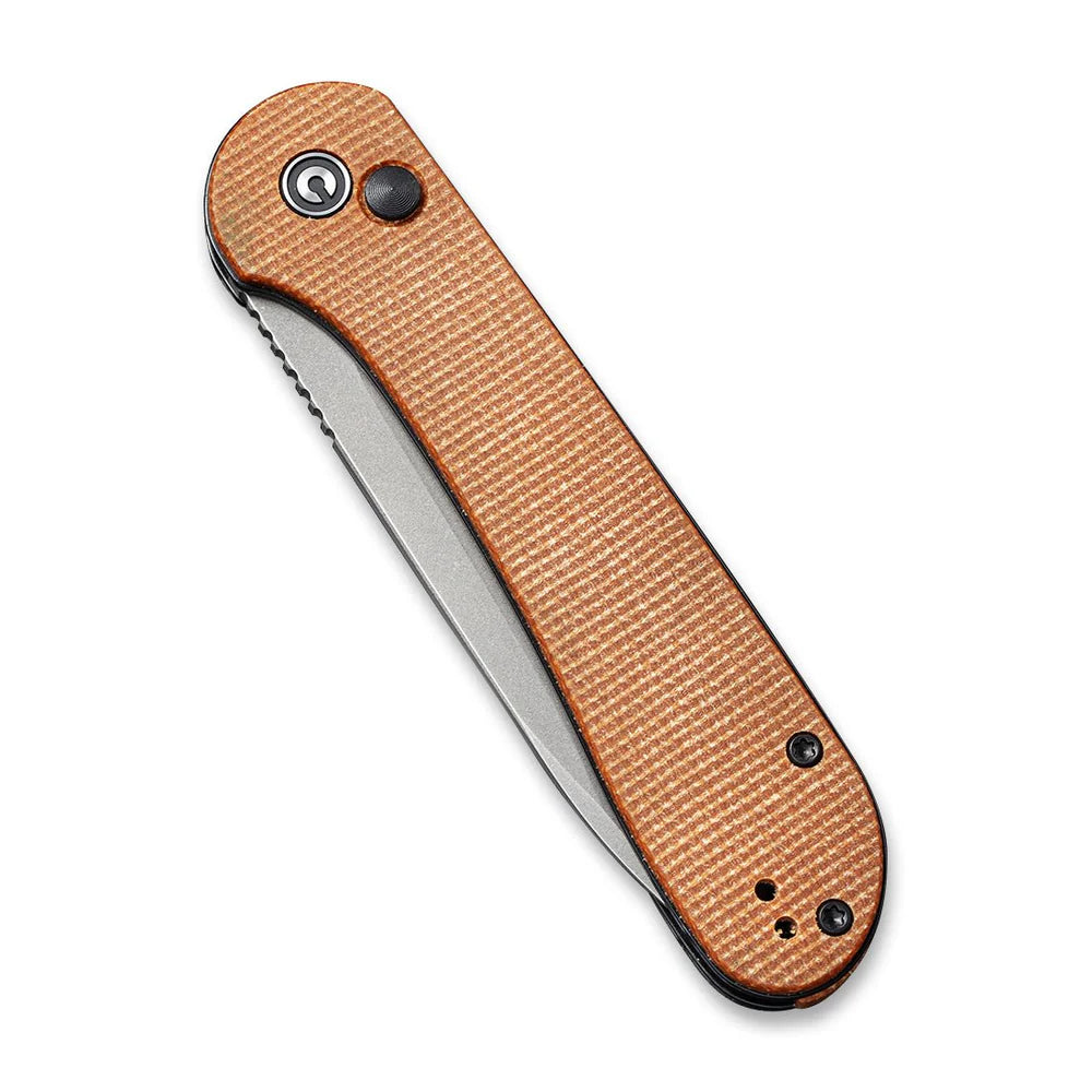 CIVIVI Button Lock Elementum | 14C28N & Brown Micarta