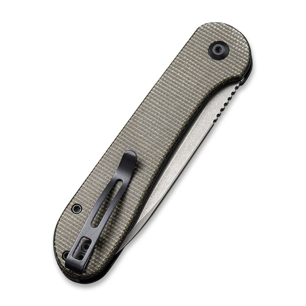 CIVIVI Button Lock Elementum | 14C28N & Dark Green Micarta