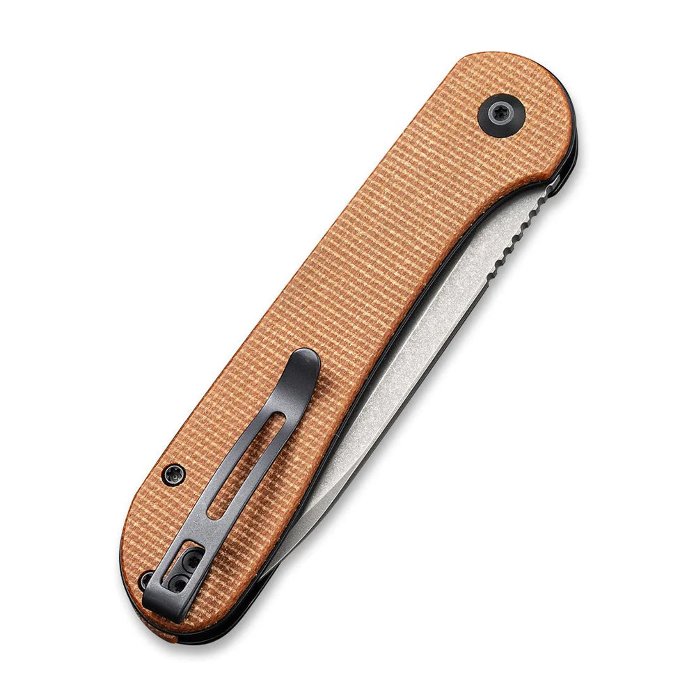 CIVIVI Button Lock Elementum | 14C28N & Brown Micarta