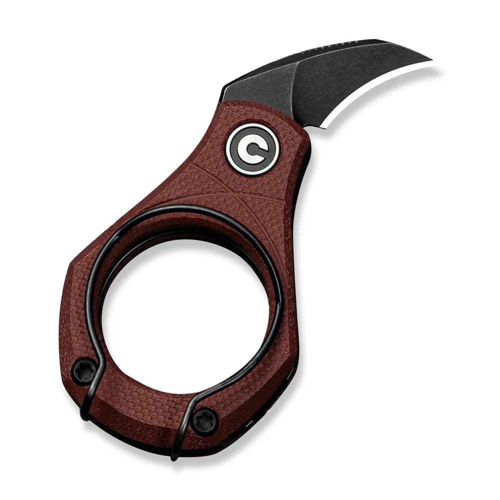 CIVIVI Pyrus Ring Knife | Black 14C28N & Burgundy G-10 Slip Joint