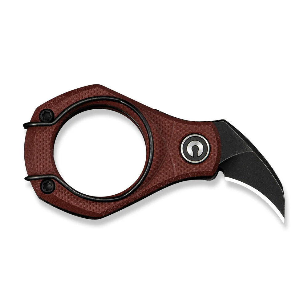 CIVIVI Pyrus Ring Knife | Black 14C28N & Burgundy G-10 Slip Joint