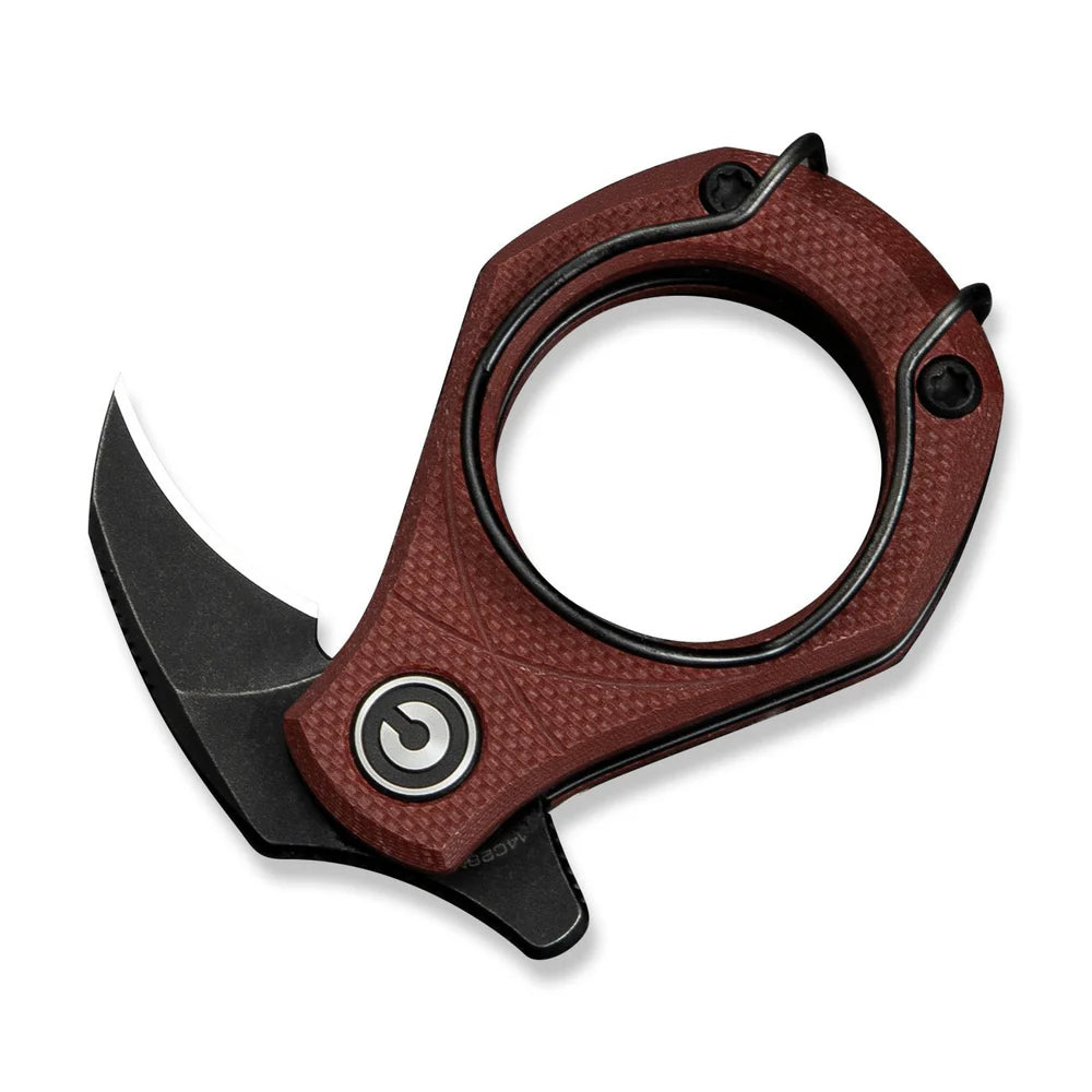 CIVIVI Pyrus Ring Knife | Black 14C28N & Burgundy G-10 Slip Joint