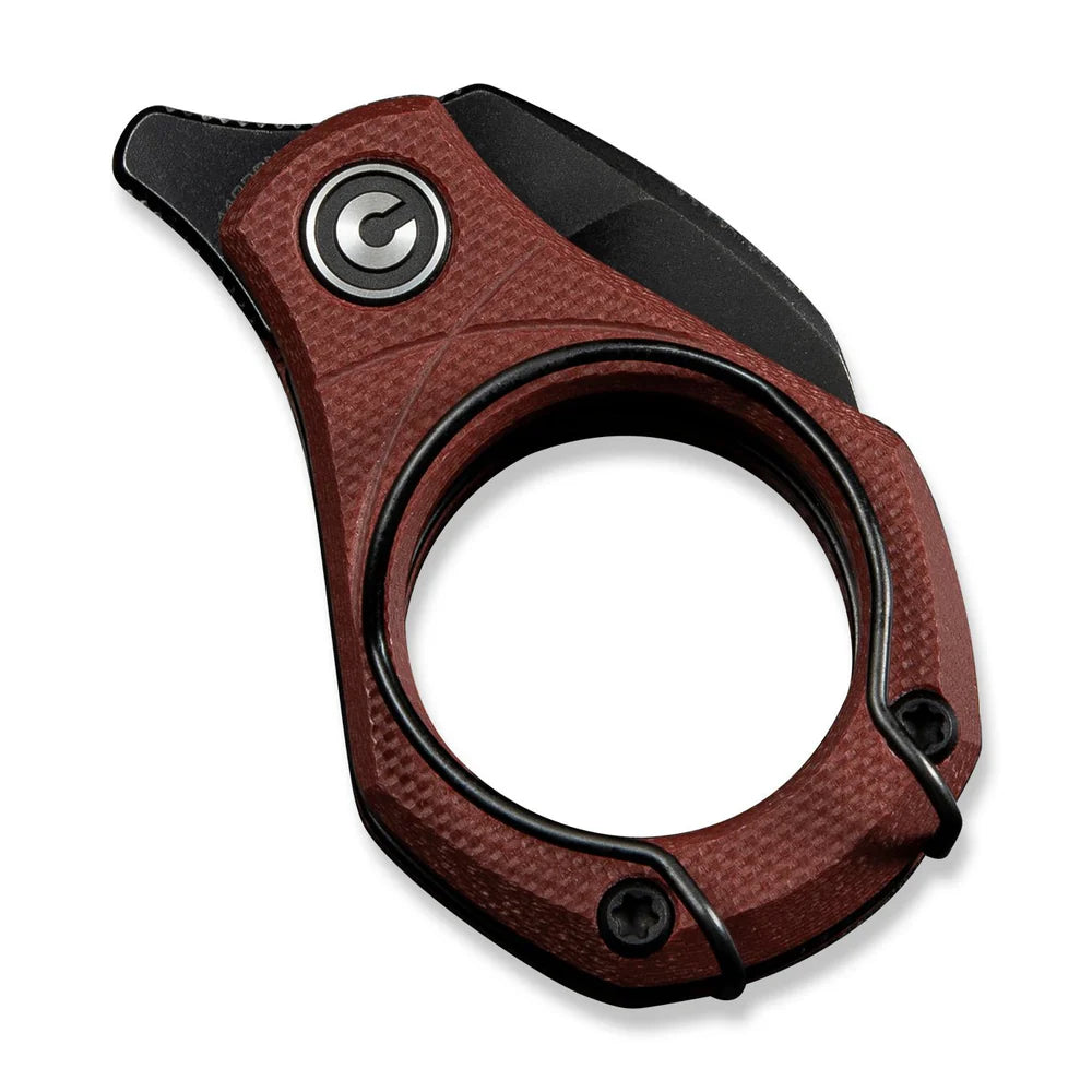 CIVIVI Pyrus Ring Knife | Black 14C28N & Burgundy G-10 Slip Joint