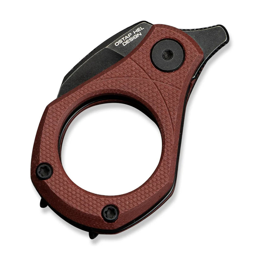 CIVIVI Pyrus Ring Knife | Black 14C28N & Burgundy G-10 Slip Joint