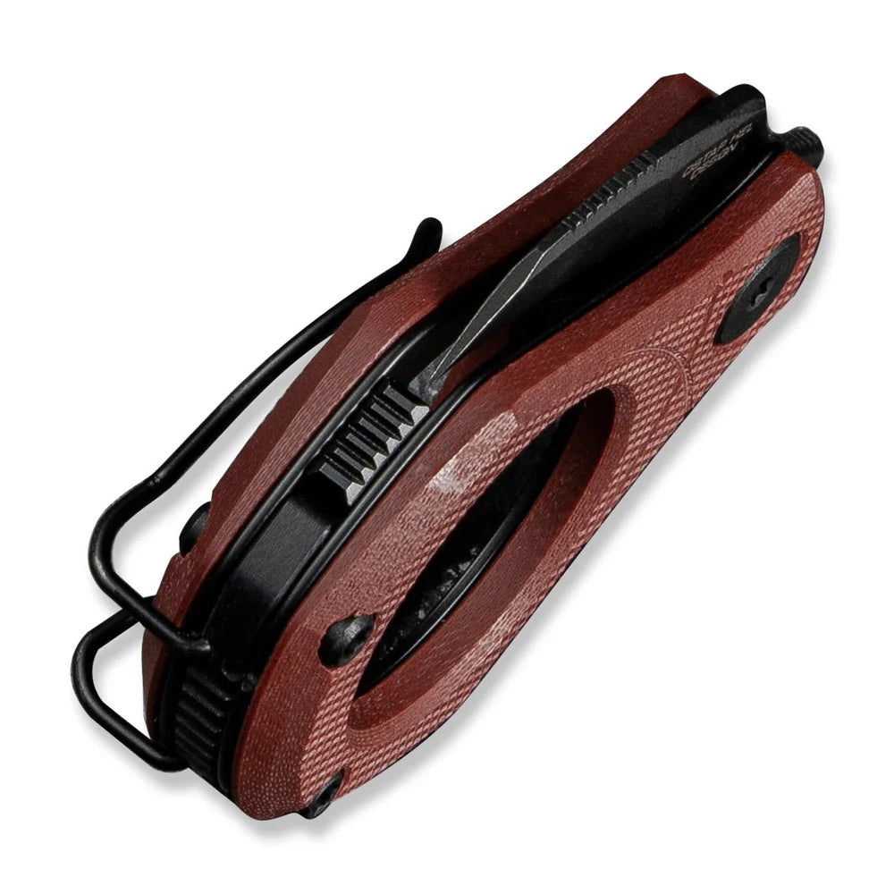 CIVIVI Pyrus Ring Knife | Black 14C28N & Burgundy G-10 Slip Joint