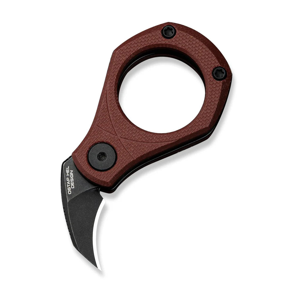 CIVIVI Pyrus Ring Knife | Black 14C28N & Burgundy G-10 Slip Joint