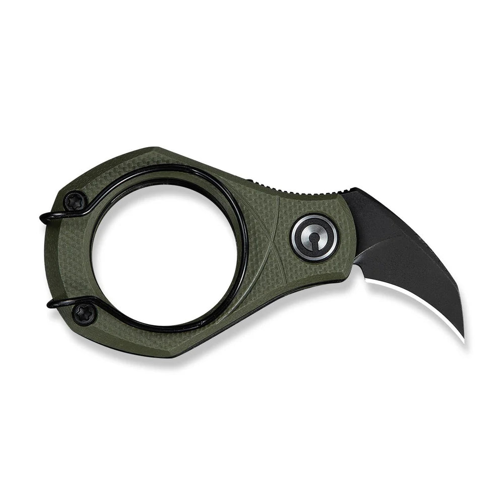 CIVIVI Pyrus Ring Knife | Black 14C28N & OD Green G-10 Slip Joint