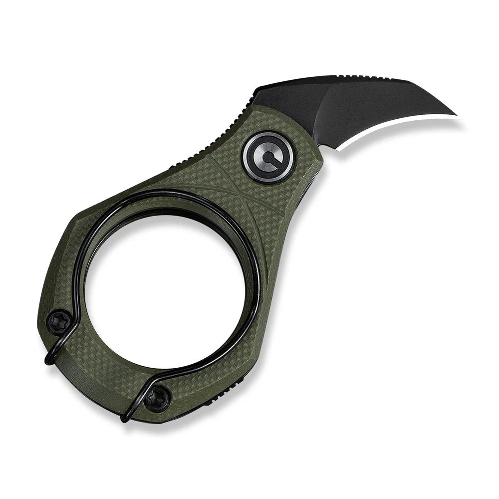 CIVIVI Pyrus Ring Knife | Black 14C28N & OD Green G-10 Slip Joint