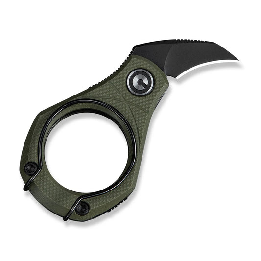 CIVIVI Pyrus Ring Knife | Black 14C28N & OD Green G-10 Slip Joint