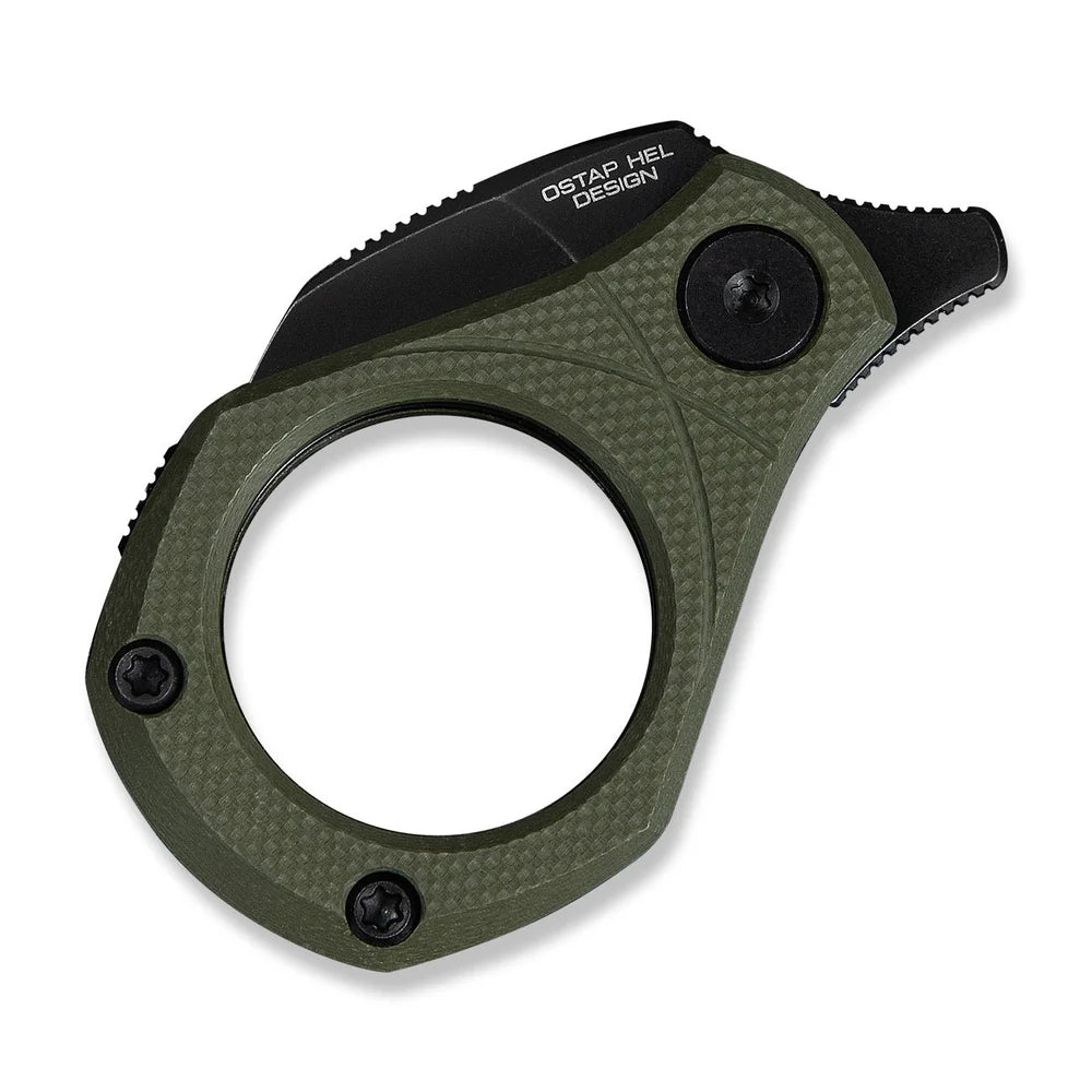 CIVIVI Pyrus Ring Knife | Black 14C28N & OD Green G-10 Slip Joint