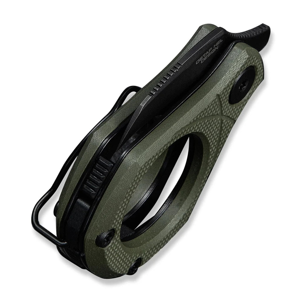 CIVIVI Pyrus Ring Knife | Black 14C28N & OD Green G-10 Slip Joint