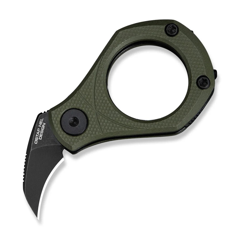 CIVIVI Pyrus Ring Knife | Black 14C28N & OD Green G-10 Slip Joint