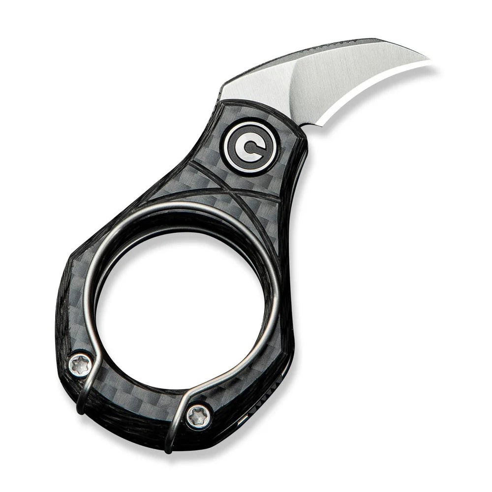 CIVIVI Pyrus Ring Knife | 14C28N & Twill Carbon Fiber Slip Joint
