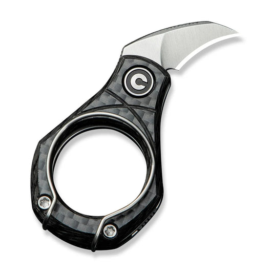 CIVIVI Pyrus Ring Knife | 14C28N & Twill Carbon Fiber Slip Joint