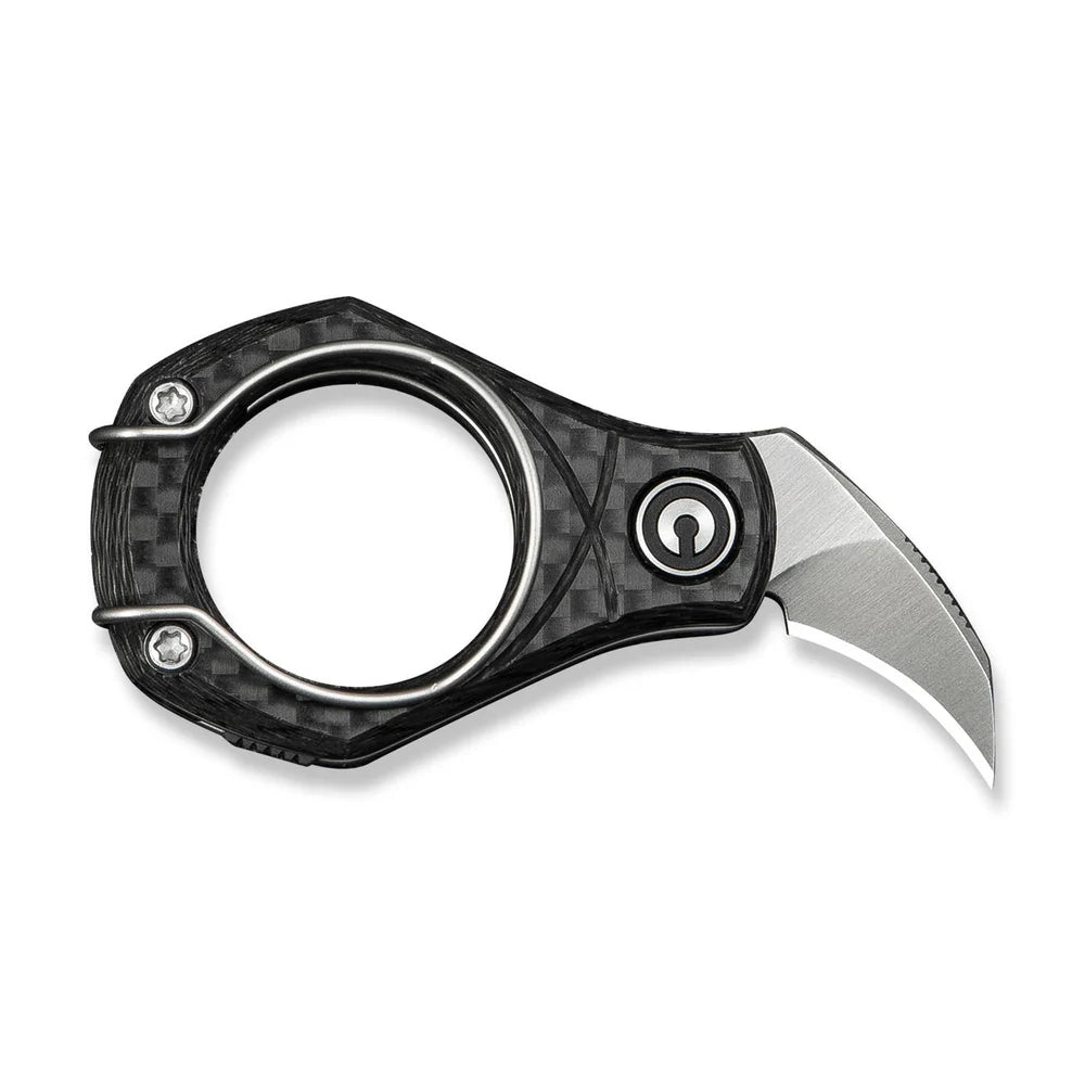 CIVIVI Pyrus Ring Knife | 14C28N & Twill Carbon Fiber Slip Joint